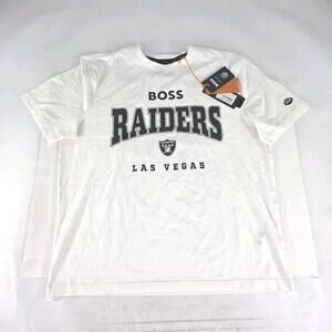 Hugo Boss X NFL Las Vegas Raiders T-Shirt Size XL White Casual Short Sleeve
